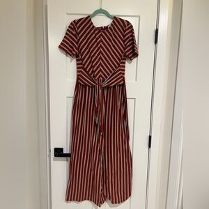Ces Femme Red and White Striped Jumpsuit